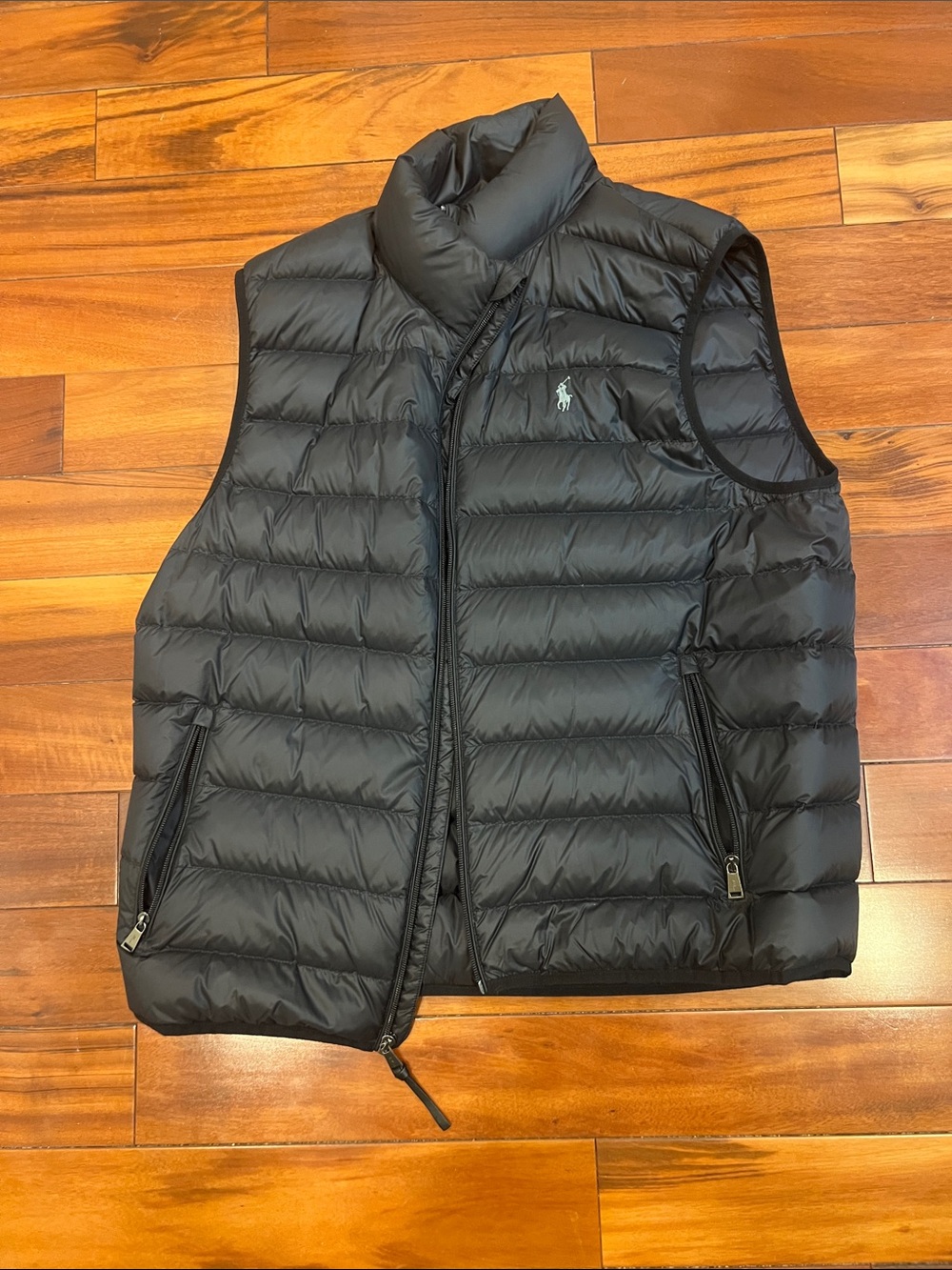 Polo by Ralph Lauren Lightweight Black Puffer Vest With Silver Pony Men’s XL